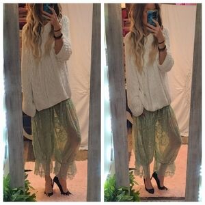 NWT Free People Intimately FP Seafoam Green Velvet Burnout Bloomer Lace Pant